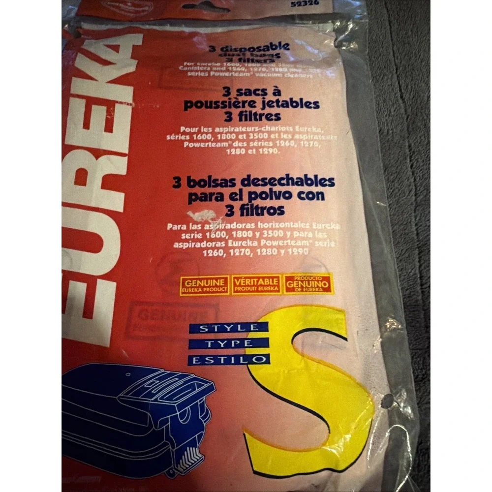 3 Eureka Disposable Dust Bag & Filter 52326 Type S Canister Vacuum NEW